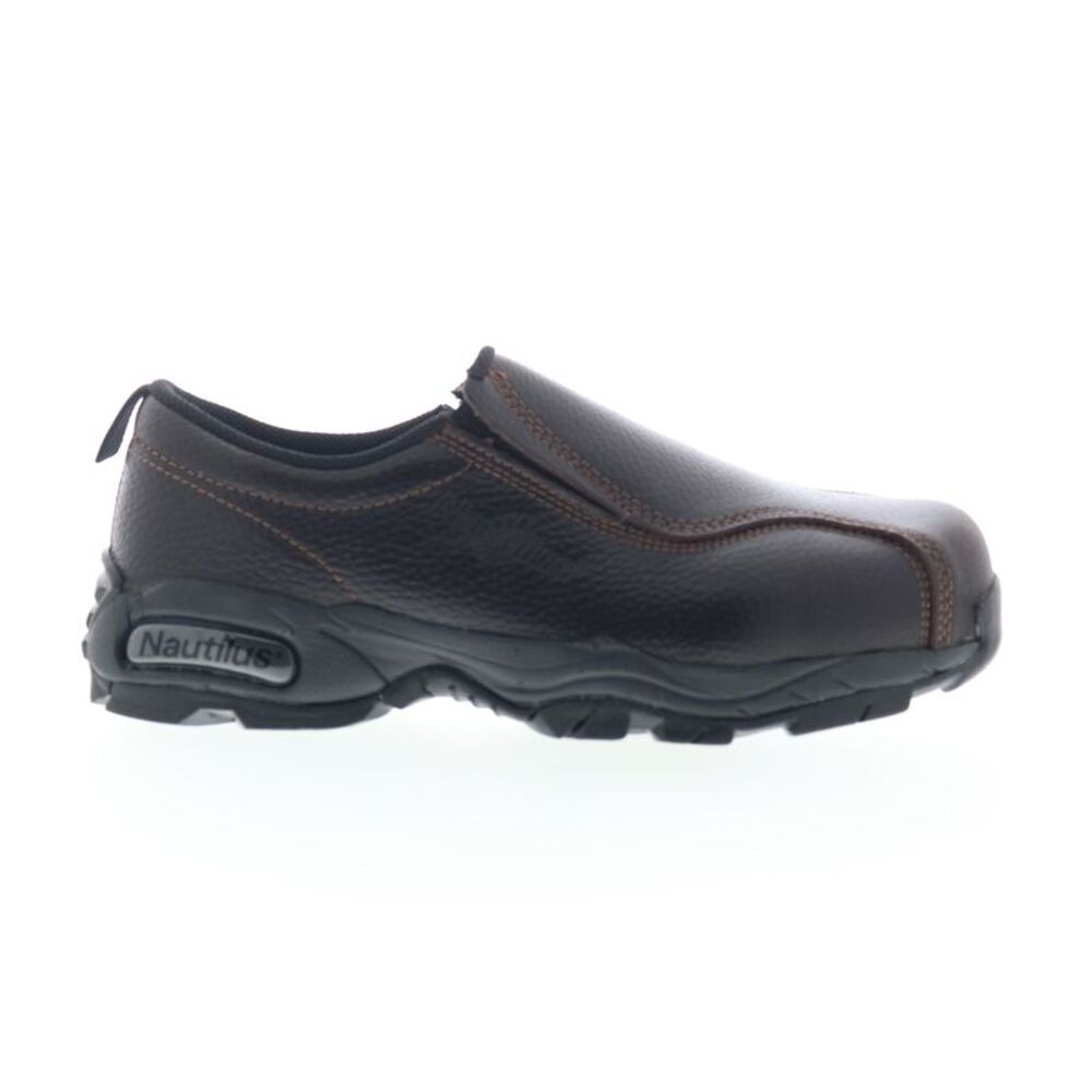 Nautilus Mens Slip-On Steel Toe Brown Shoes (NWT)